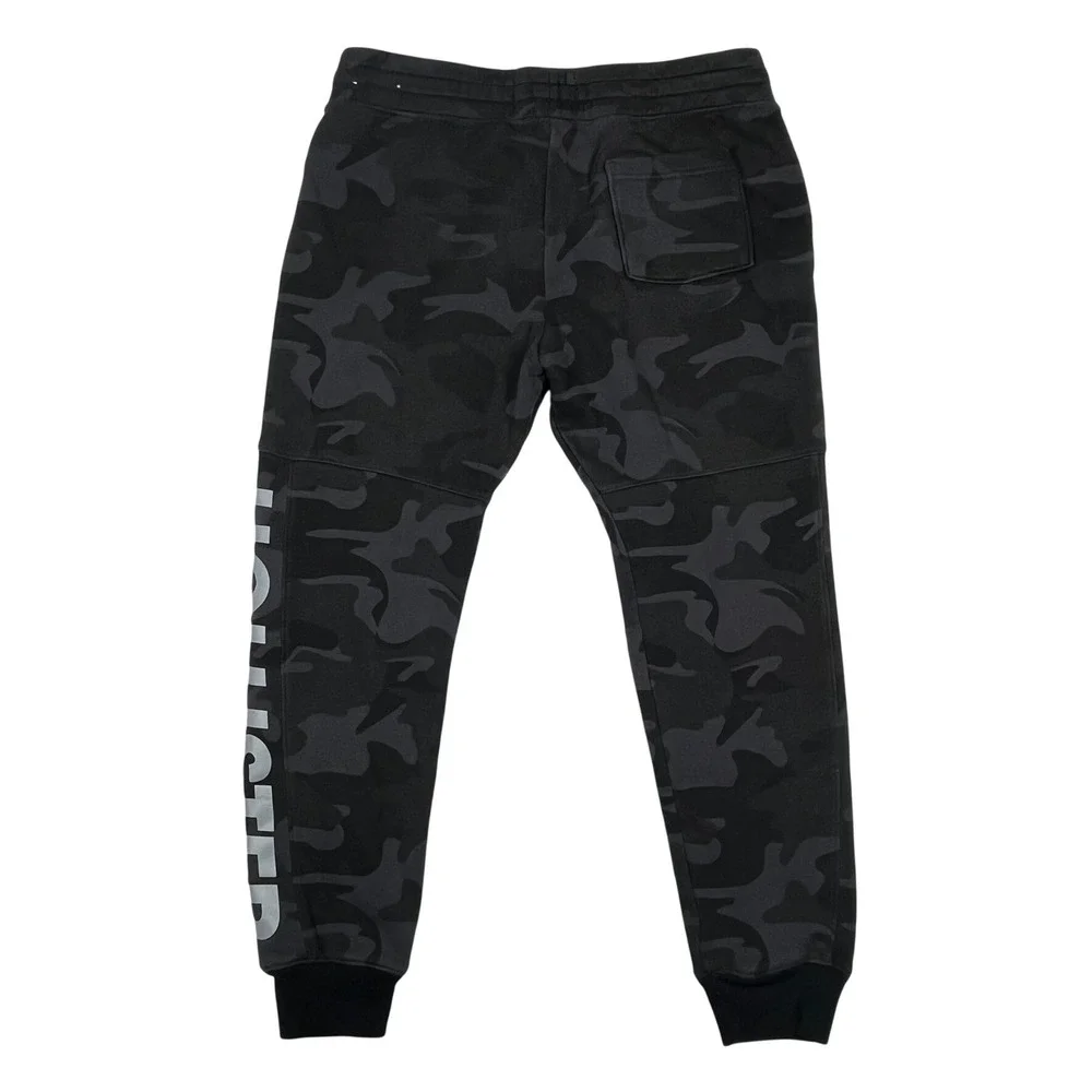 Hollister Joggers Mens M Black Gray Camo Reflective Graphic Fleece Sweatpant